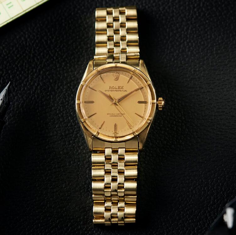 Swiss Luxury 1959 Rolex Oyster Perpetual Ref. 6569 Fake Watches In 14K Yellow Gold With JB Champion Jubilee Bracelet